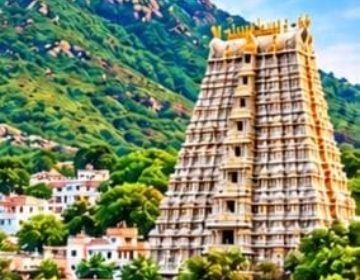 Arunachala hill and temple gopuram